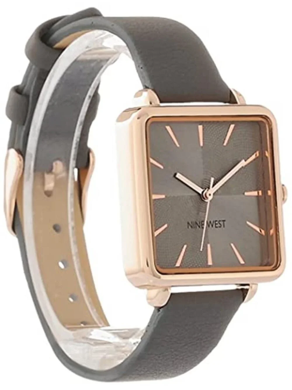 Nine West Women's Strap Watch Grey Rose Gold